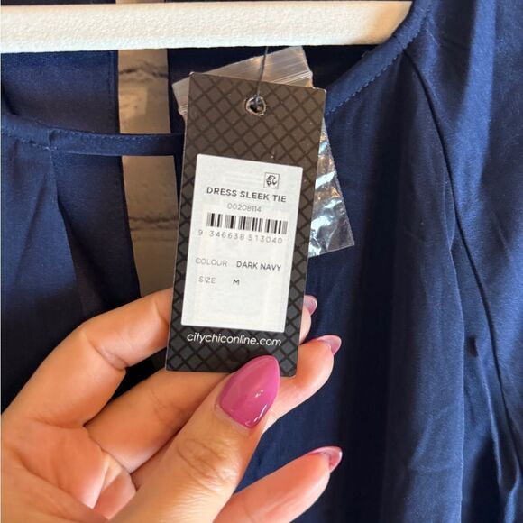 City Chic Sleek Tie Dress BLUE Size 18 - Picture 6 of 14